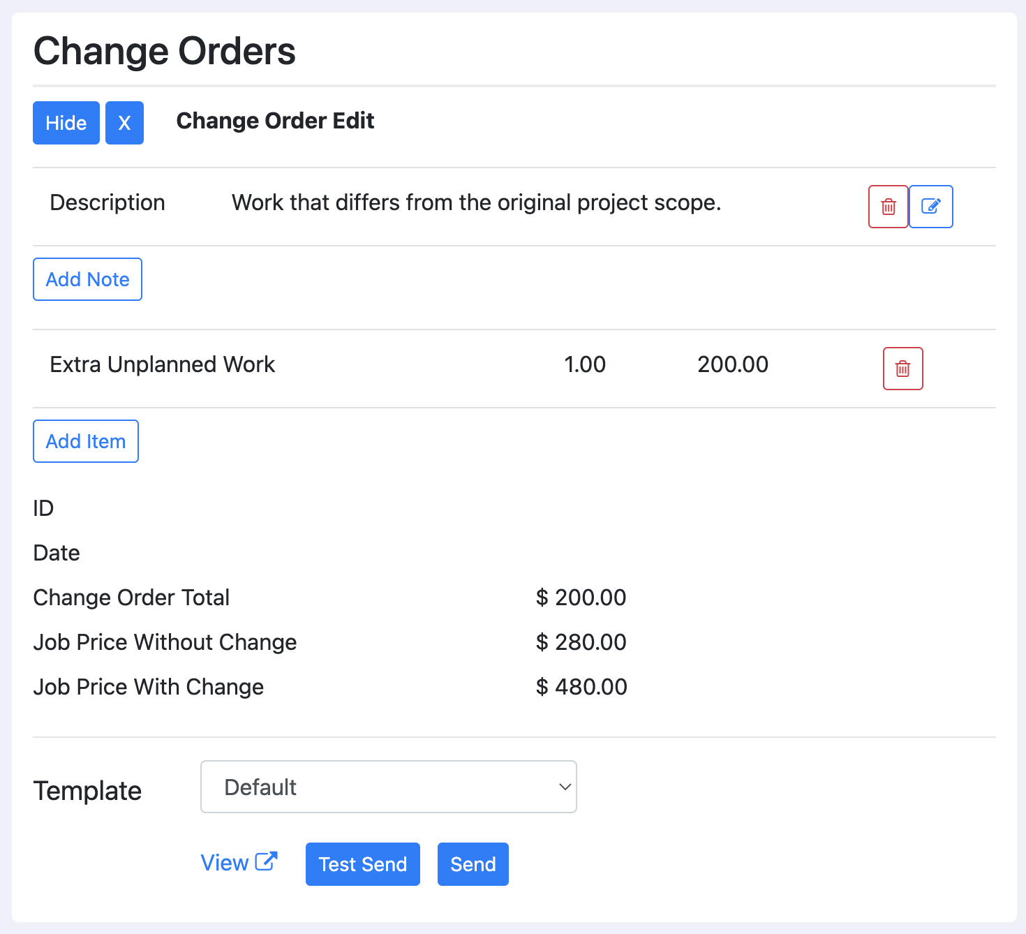 Create Change Order